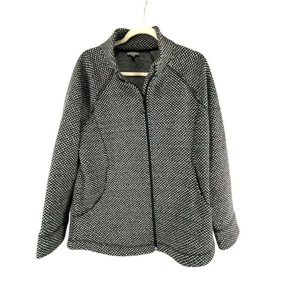 T By Talbots Women's Houndstooth Jacket L Black White Raglan Neutral Casual Corp - Picture 1 of 6